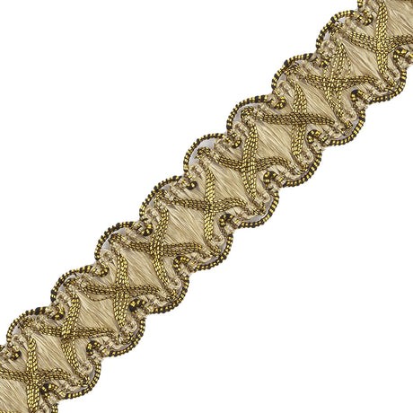 Antique Gold Beige Metallic Braid