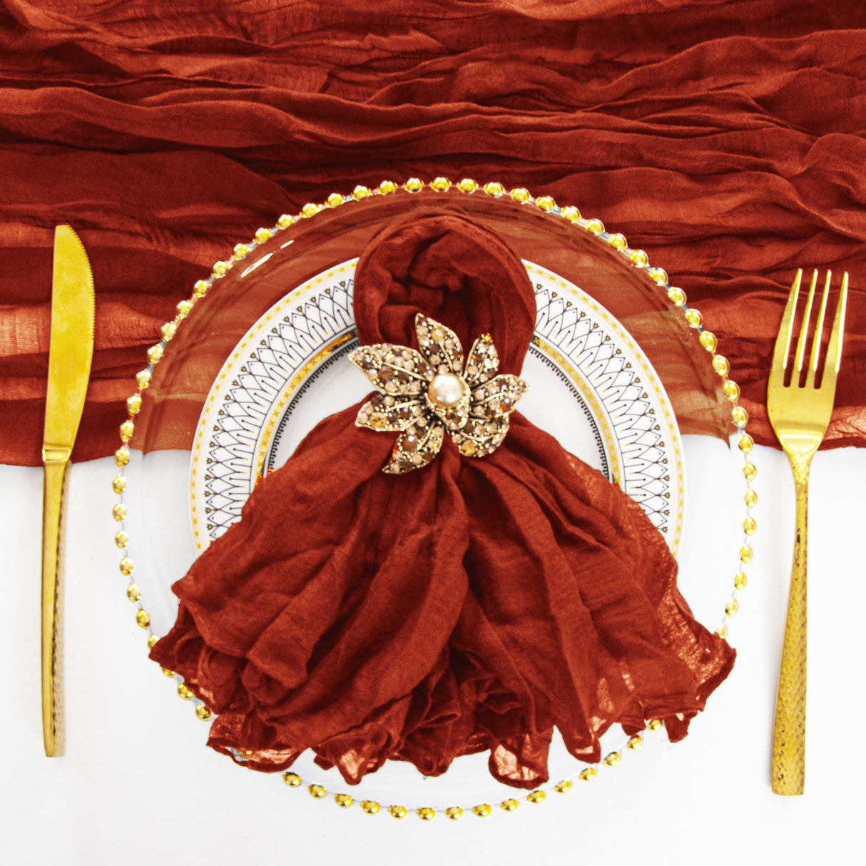 Gauze Cheesecloth Dinner Napkins 20x20 Rust/Burnt Orange