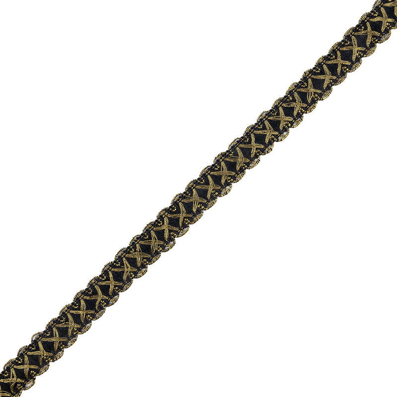 5/8" Antique Gold Black Metallic Braid