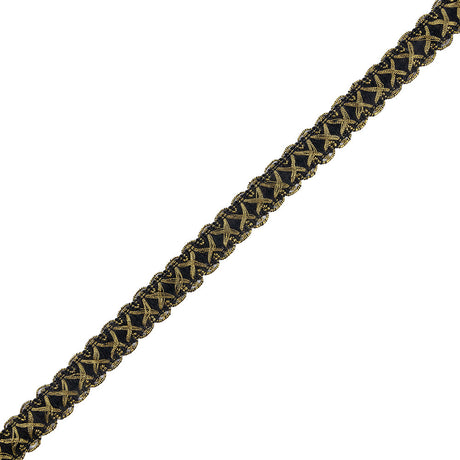 5/8" Antique Gold Black Metallic Braid