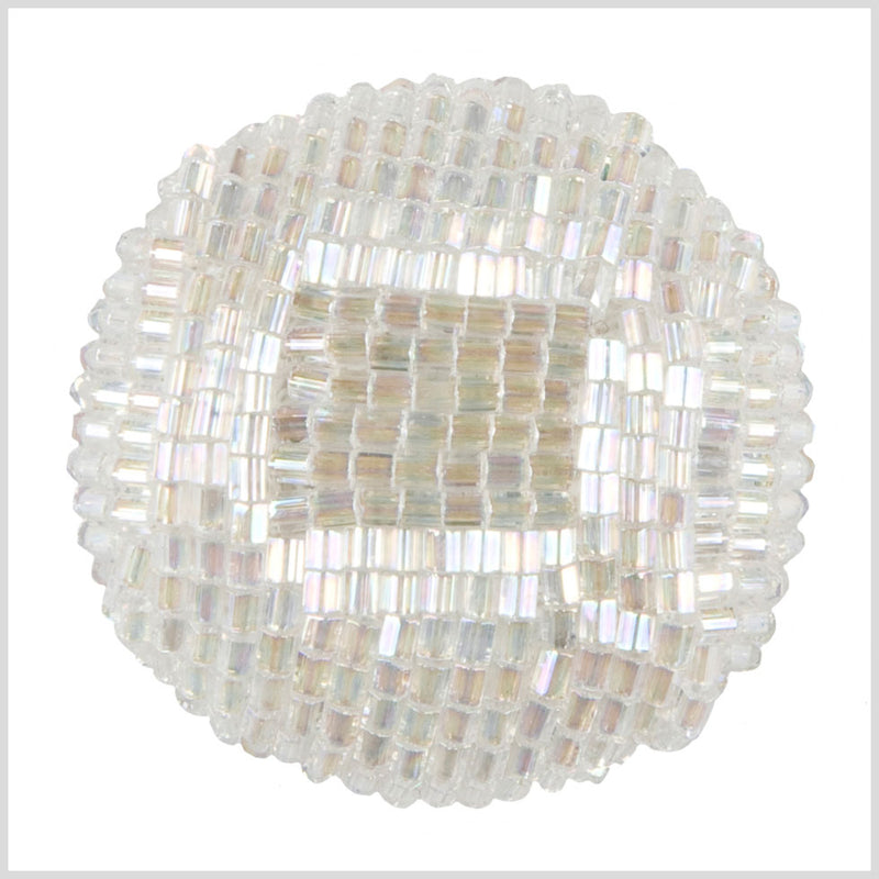 White Iridescent Beaded Button - 54L/34mm