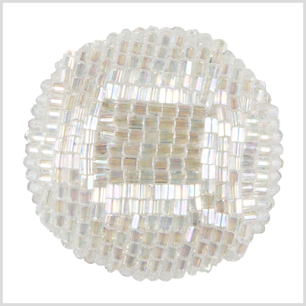 White Iridescent Beaded Button - 54L/34mm
