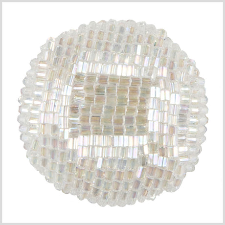 White Iridescent Beaded Button - 54L/34mm