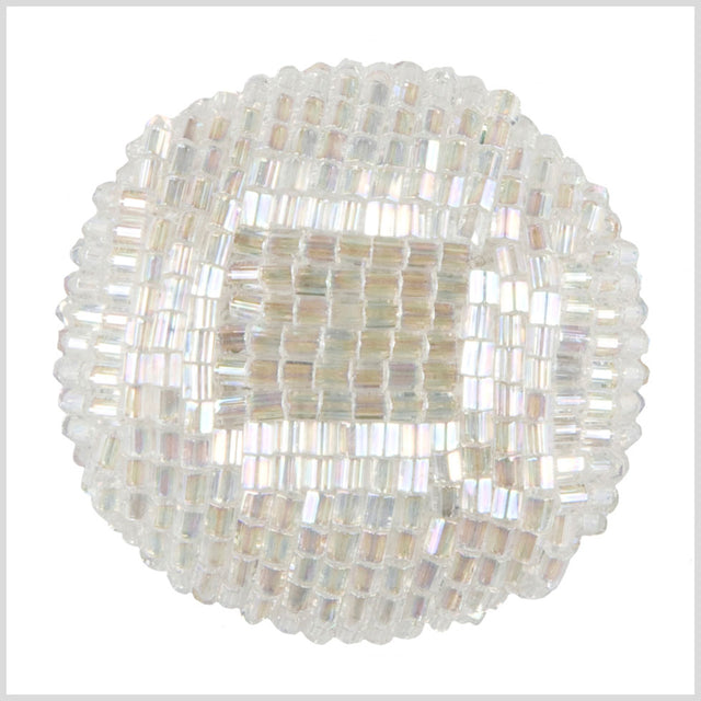 White Iridescent Beaded Button - 54L/34mm