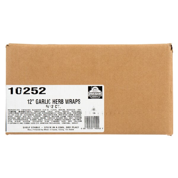 Mission 12" Garlic Herb Tortillas - 72/Case