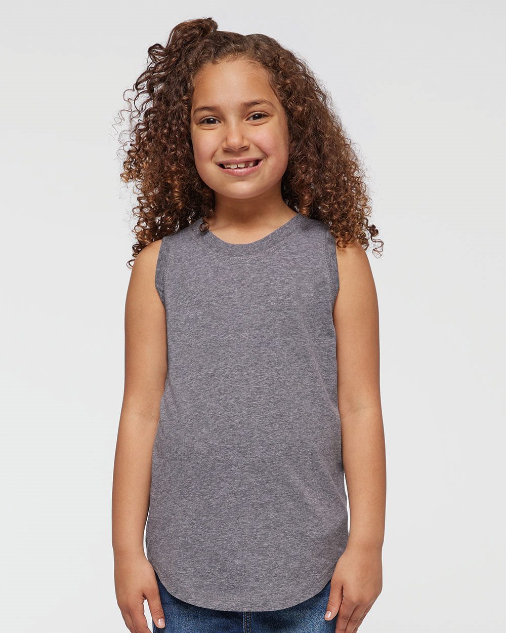 LAT® Girls' Relaxed Fine Jersey Crewneck Sleeve less Tank - 2692