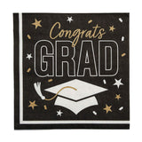 Congrats Grad Paper Luncheon Napkins 6.5 Inch Bulk 50 Count Graduation Party Supply