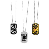 24" 2025 Graduation Metal Dog Tag Necklaces 12 Pc.