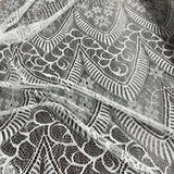 Embroidered Chantilly Lace Fabric with Eyelash Scallop
