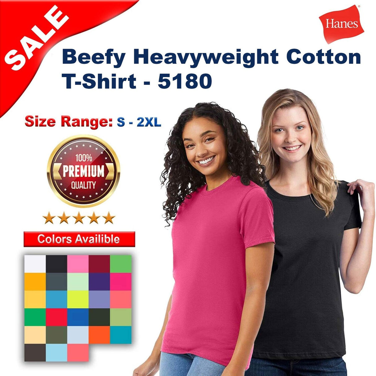 Hanes® Beefy Heavyweight Cotton Short Sleeve Crewneck T-Shirt