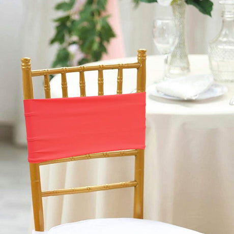 10 Pieces Coral Stretch Spandex Chair Bands for Banquet Chairs 7 x 13 Inches