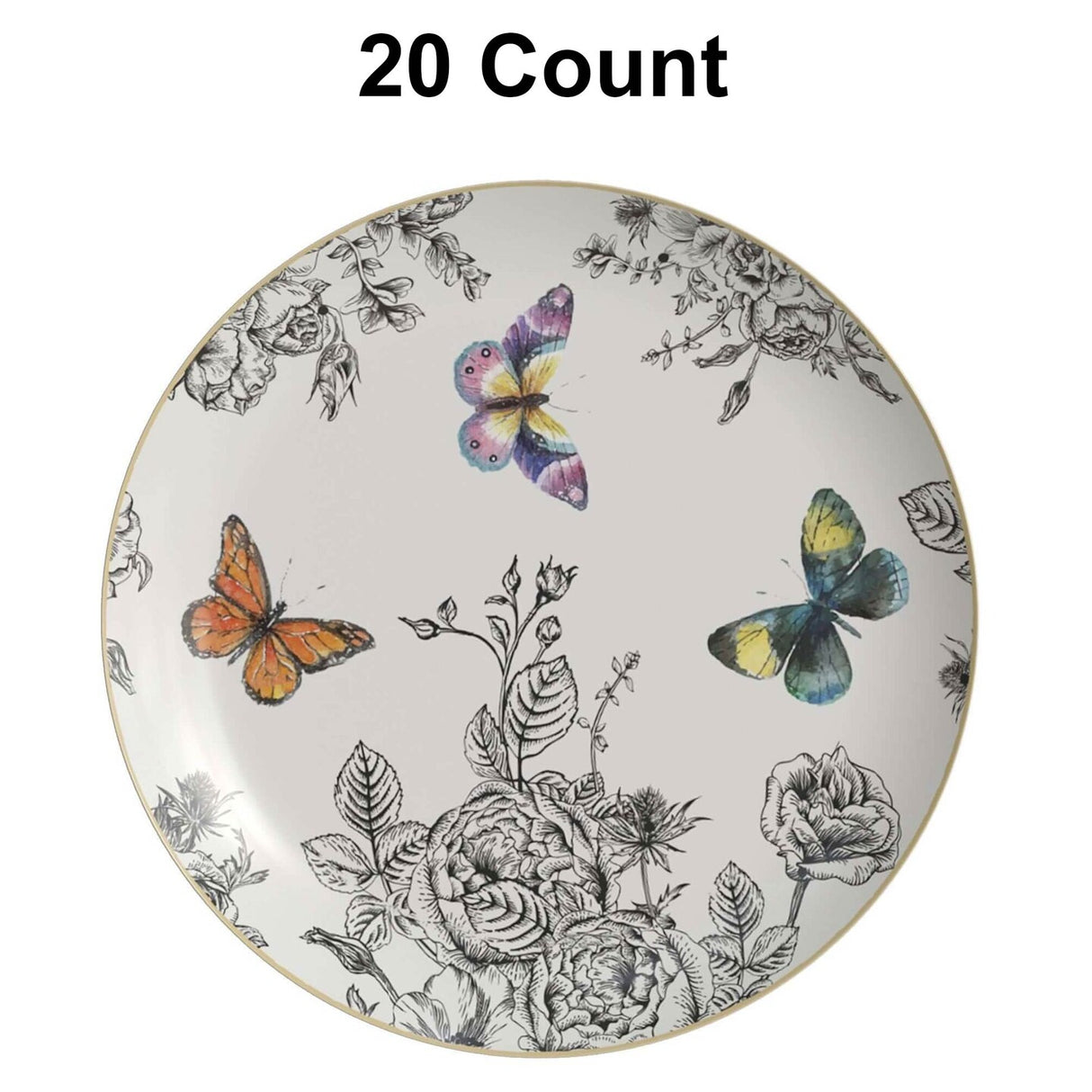 20 Count Elegant 8 Inch Earthtrends Monarch Design Disposable Paper Plates