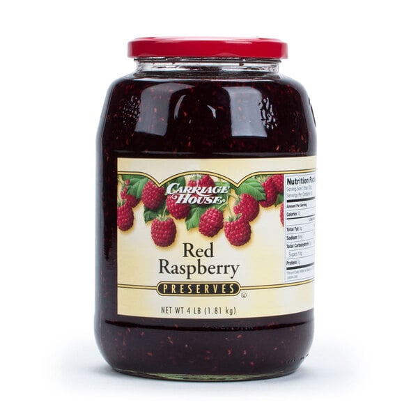 Carriage House Red Raspberry Preserves with Seeds 4 lb. Glass Jar - 6/Case