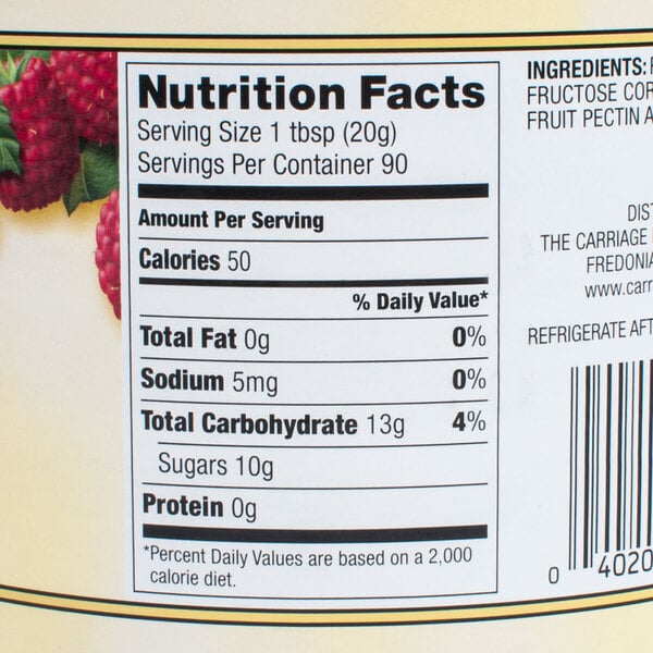 Carriage House Red Raspberry Preserves with Seeds - 4 lb. Glass Jar