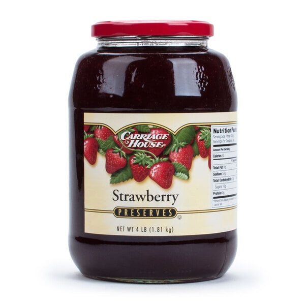 Carriage House Strawberry Preserves 4 lb. Glass Jars - 6/Case