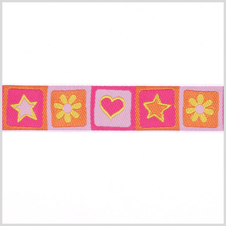 Orange/Pink French Jacquard Ribbon