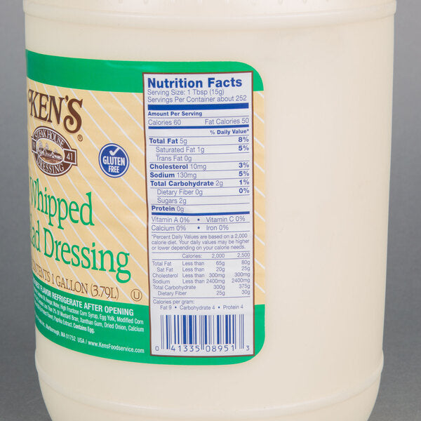 Ken's Foods 1 Gallon Whipped Salad Dressing - 4/Case