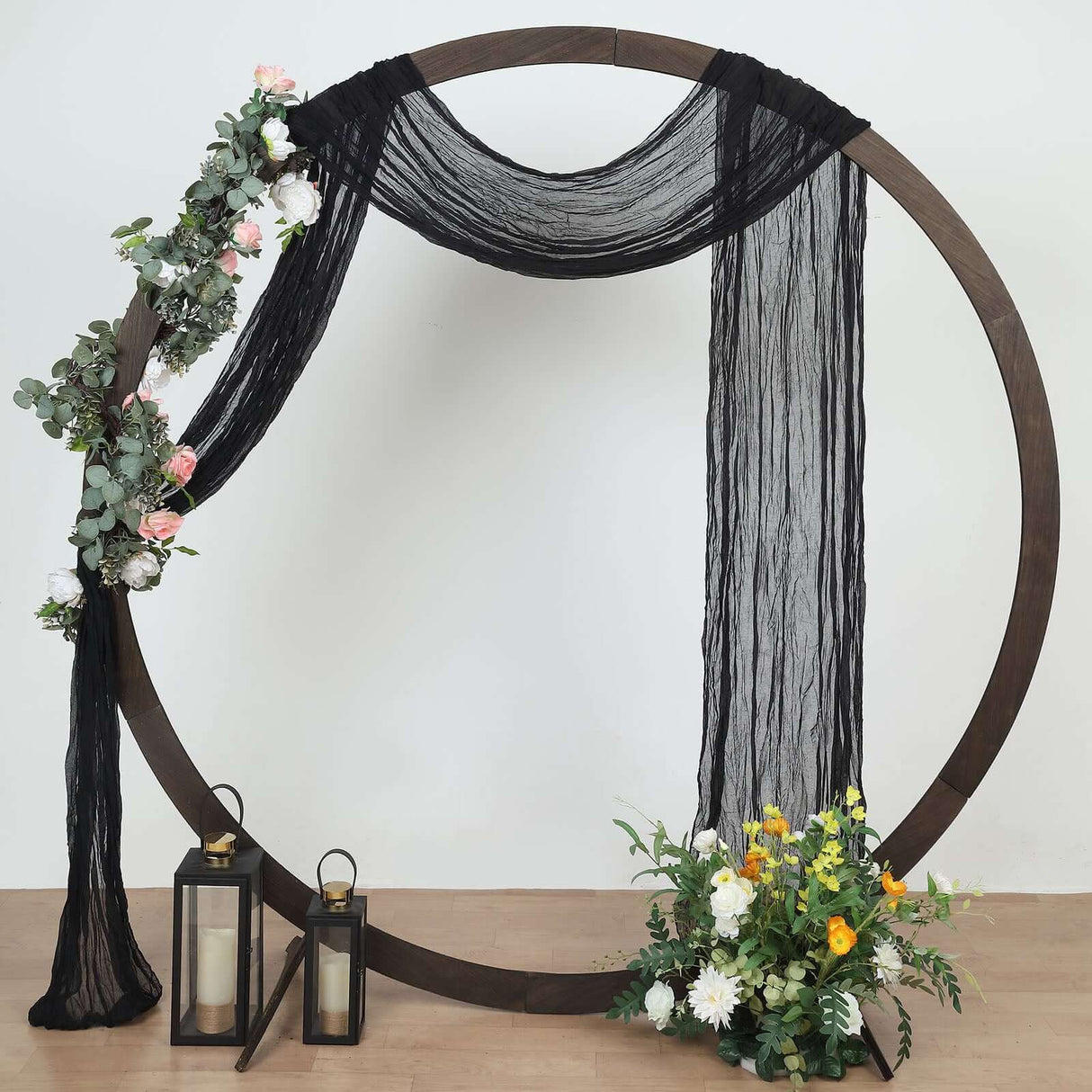 Cheesecloth Arch Drape Curtain Panel Black