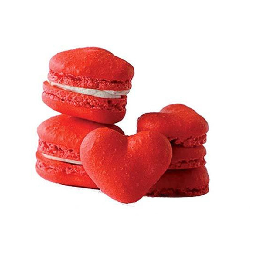 Silikomart Heart Macaroon Silicone Baking Sheet, Each Heart Cavity 1.53" x 1.37"; 42 Cavities