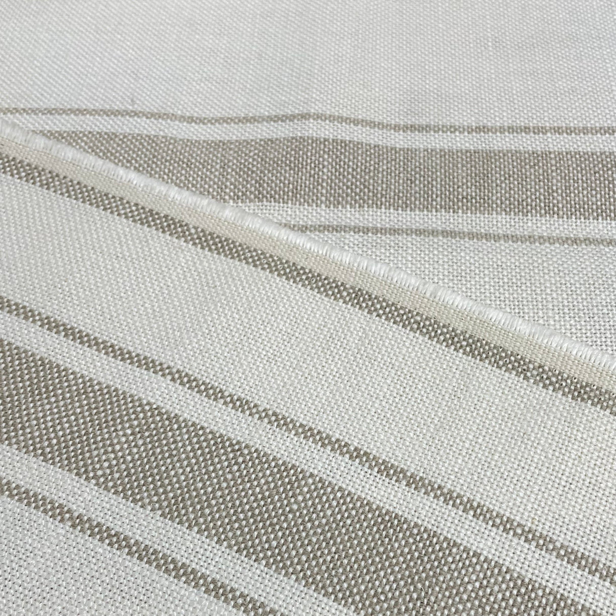 Linen Stripe Heavyweight Natural Ivory Fabric
