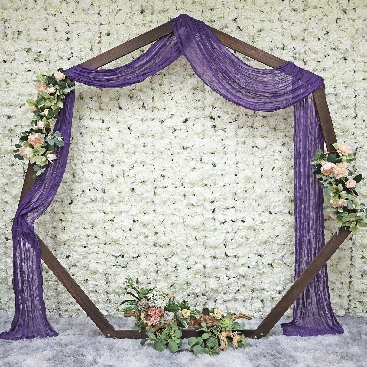 Cheesecloth Arch Drape Curtain Panel 20 ft x 38 in Regency Purple
