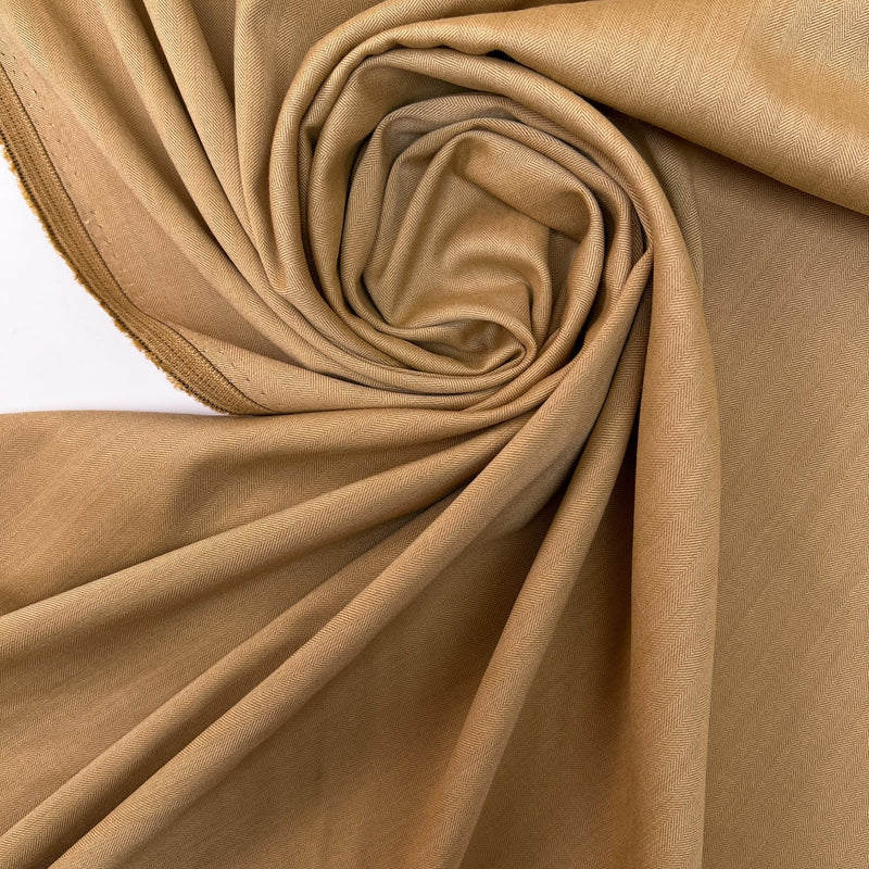 Beige Herringbone Twill Fabric
