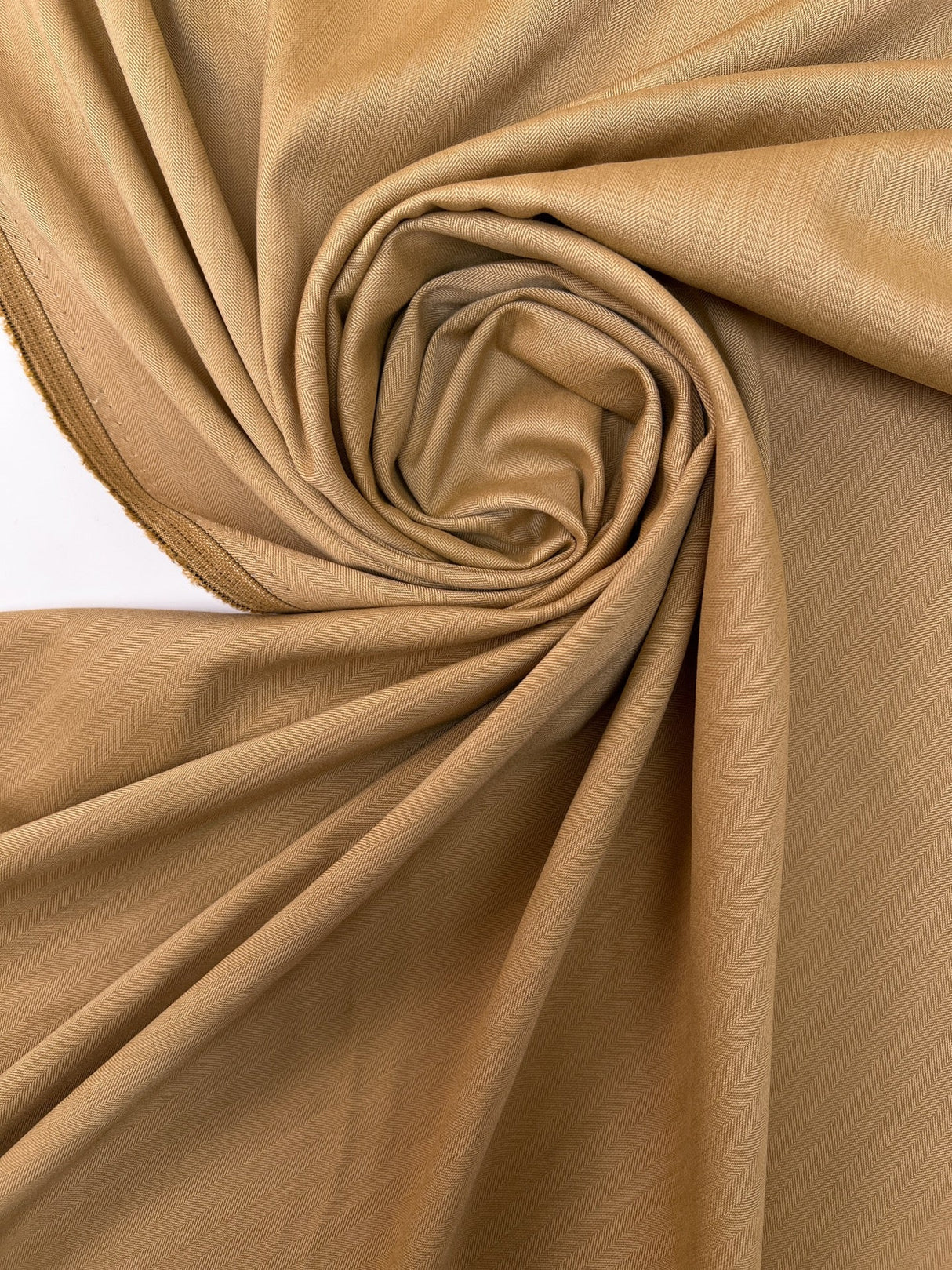 Beige Herringbone Twill Fabric