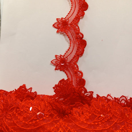 Beaded Lace Trimming Embroidered On 100 Percent Polyester Organza Fabric - Assorted Colors, 2.5" Width (1 Yard)