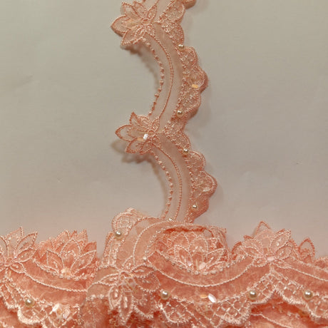Beaded Lace Trimming on Polyester Organza