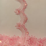 Beaded Lace Trimming Embroidered On 100 Percent Polyester Organza Fabric - Assorted Colors, 2.5" Width (1 Yard)