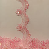 1 Yard Beaded Lace Trimming on Organza | 2.5" Wide | Elegant Embroidered Trim for Bridal, Evening & Dancewear