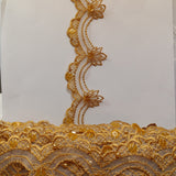 Beaded Lace Trimming Embroidered On 100 Percent Polyester Organza Fabric - Assorted Colors, 2.5" Width (1 Yard)