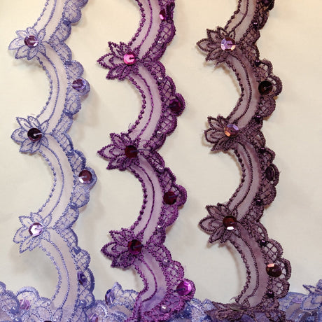 Beaded Lace Trimming on Organza