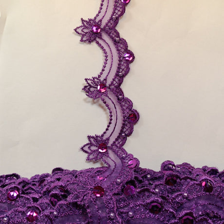 Beaded Lace Trimming on Polyester Organza