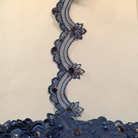 Beaded Lace Trimming on Polyester Organza
