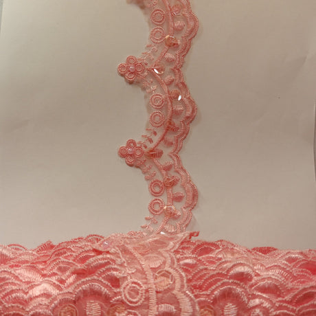 Beaded Lace Trimming on Polyester Organza 2.25"