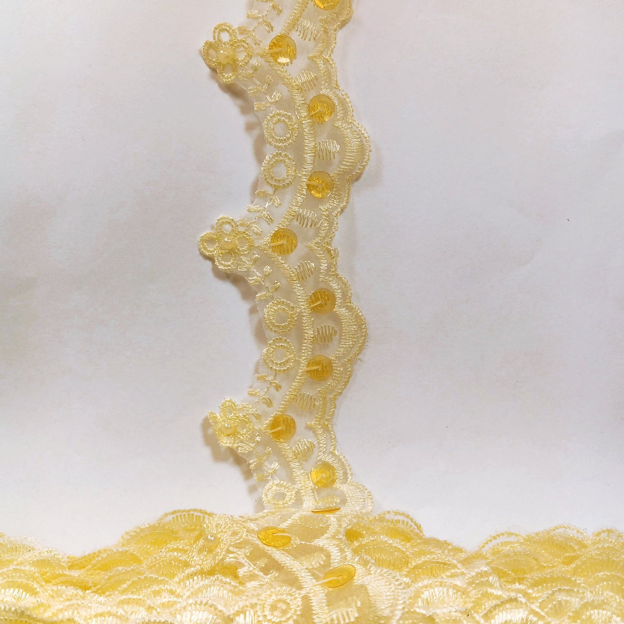 Beaded Lace Trimming on Polyester Organza 2.25"