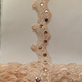 Beaded Lace Trimming Embroidered On 100 Percent Polyester Organza Fabric - Assorted Colors, 2.25" Width (1 Yard)