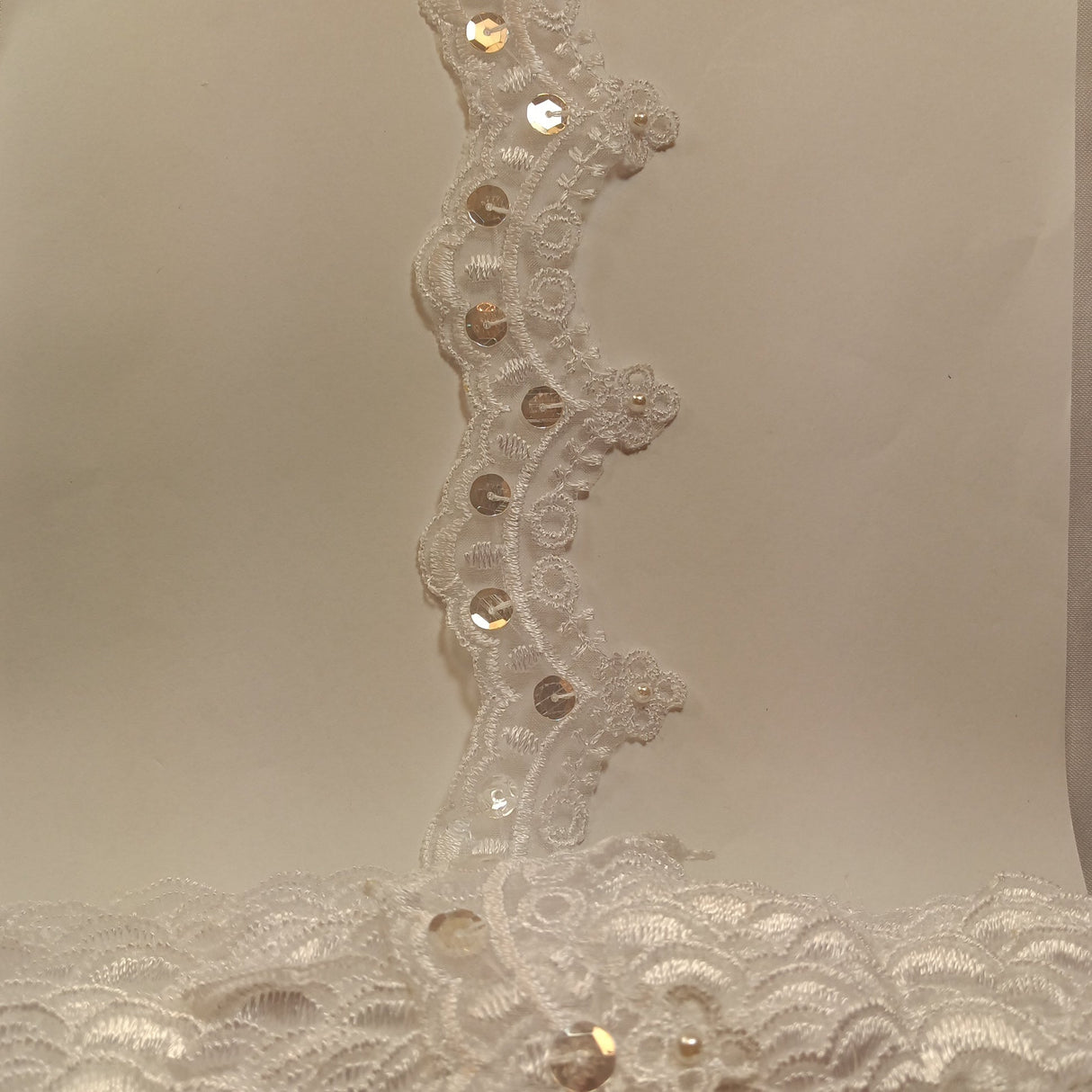 Beaded Lace Trimming on Polyester Organza
