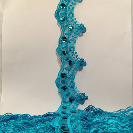 Beaded Lace Trimming on Polyester Organza