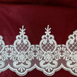 Beaded Lace Trimming Embroidered On 100 Percent Polyester Organza Fabric - Beaded Embroidered Lace, 6" Width (1 Yard)