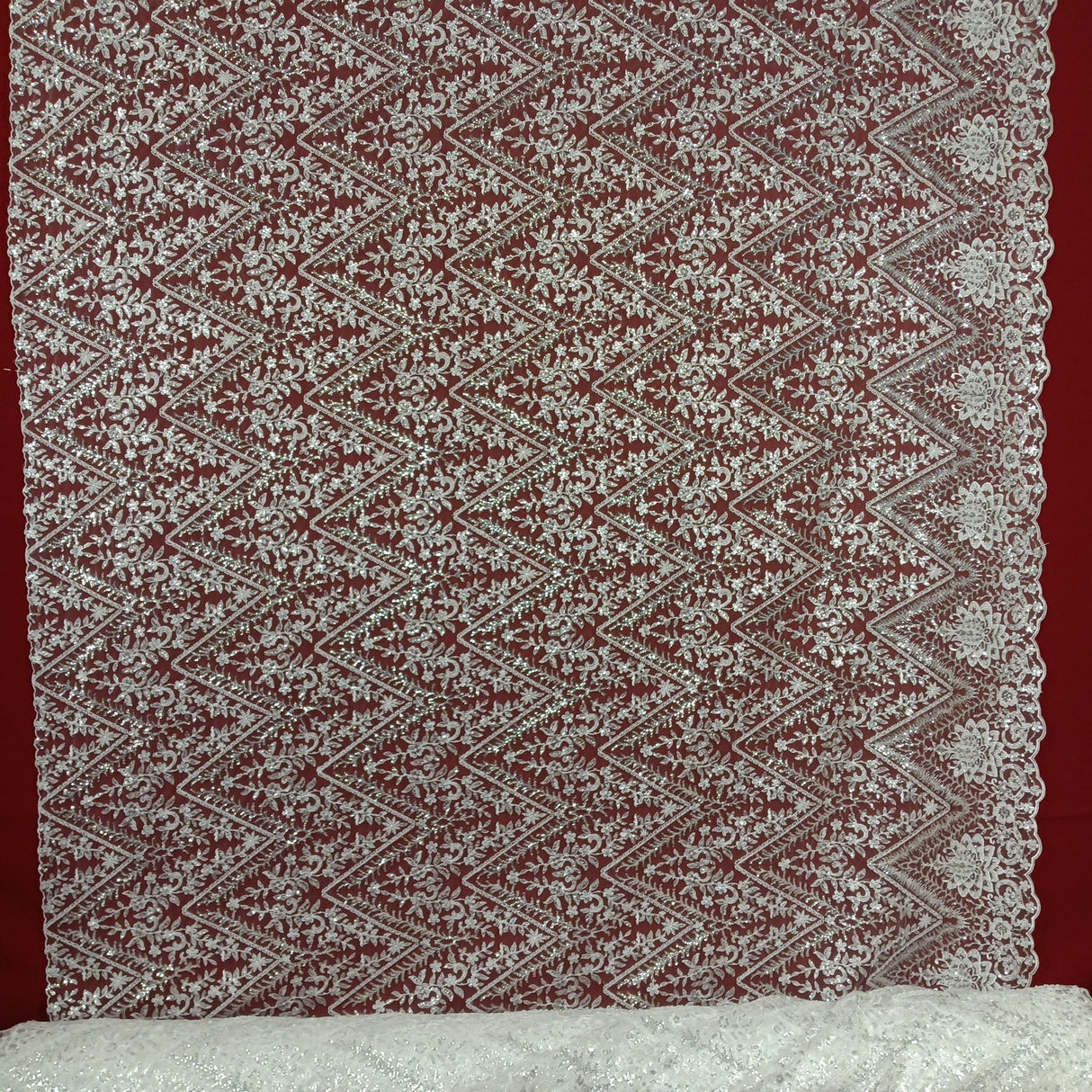 Beaded Sequined Lace Fabric 52" Wide