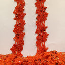 Beaded Lace Trimming Embroidered On 100 Percent Polyester Organza Fabric - Silver, 1.5" Width (1 Yard)