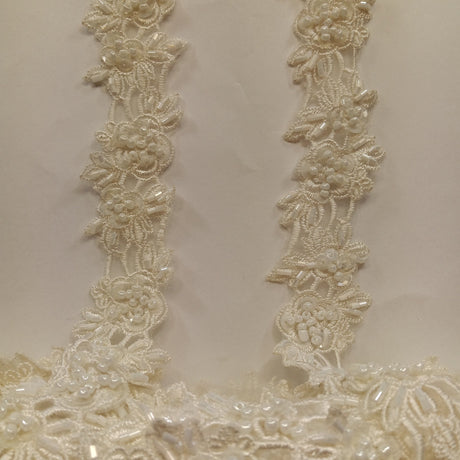 Beaded Lace Trimming on Polyester Organza