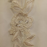 1 Yard Elegant Beaded & Corded Lace Trimming Embroidered on 100% Polyester Organza or Net Mesh for Bridal and Evening Wear 1.5 Inch Width