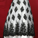 3D Floral Beaded Rhinestone Polyester Lace Fabric - Black, Silver, Pink, 3D Floral Embroidery, 54" Wide (1 Yard)