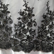 Beaded Rhinestone 3D Floral Lace Fabric 54" Wide