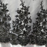 3D Floral Beaded Rhinestone Polyester Lace Fabric - Black, Silver, Pink, 3D Floral Embroidery, 54" Wide (1 Yard)