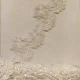 Beaded Corded Lace Trimming Polyester Fabric - Embroidered, 3.25" Width, Multiple Colors (1 Yard)