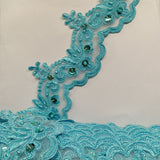 Beaded Corded Lace Trim Organza